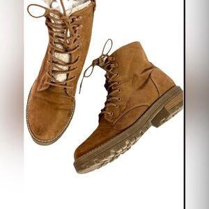 Target Tan Lace Up faux suede Women's Boots size 9